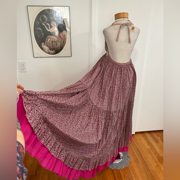 SALE!!  Moda International Sexy Boho Floral Tiered Full Circle Maxi Dress - Picture 6 of 9